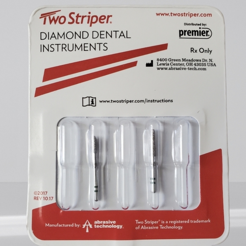 Premier Two Striper Diamond Dental Instruments 2pk New in Package 770.8C…